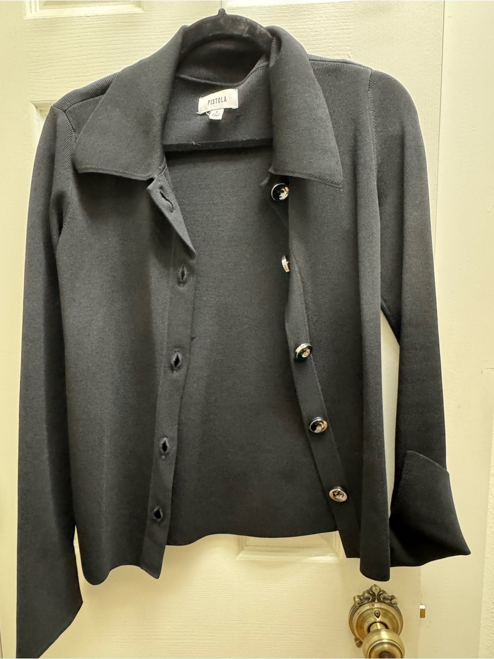 pistola Black Button-Front Knit Blazer Jacket